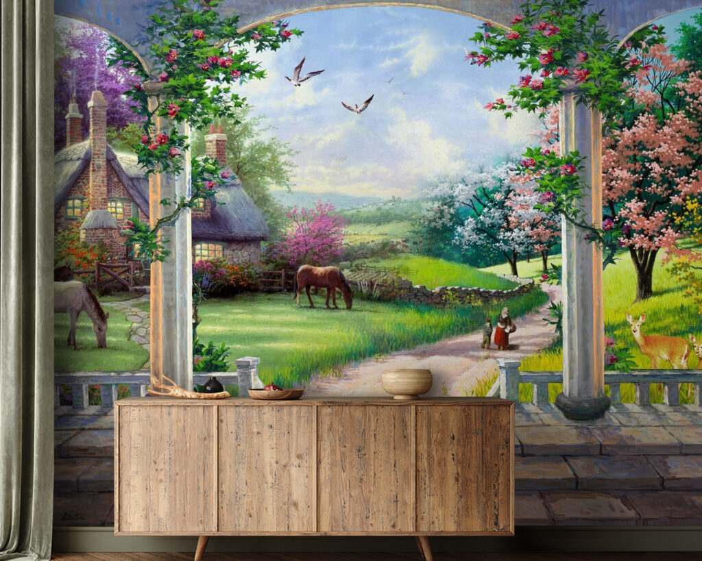 u09760pig21m 1024x819 - Painting of a landscape with a horse and a house - tegory