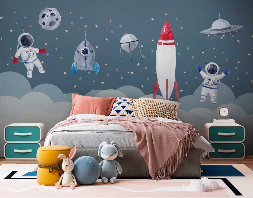 Space shuttles and rockets in the sky