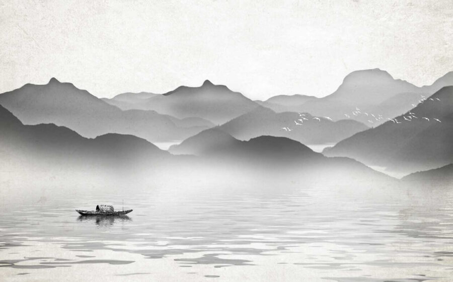 Boat on water with mountains in the background u09842p 900x562 - Boat on water with mountains in the background - tegory