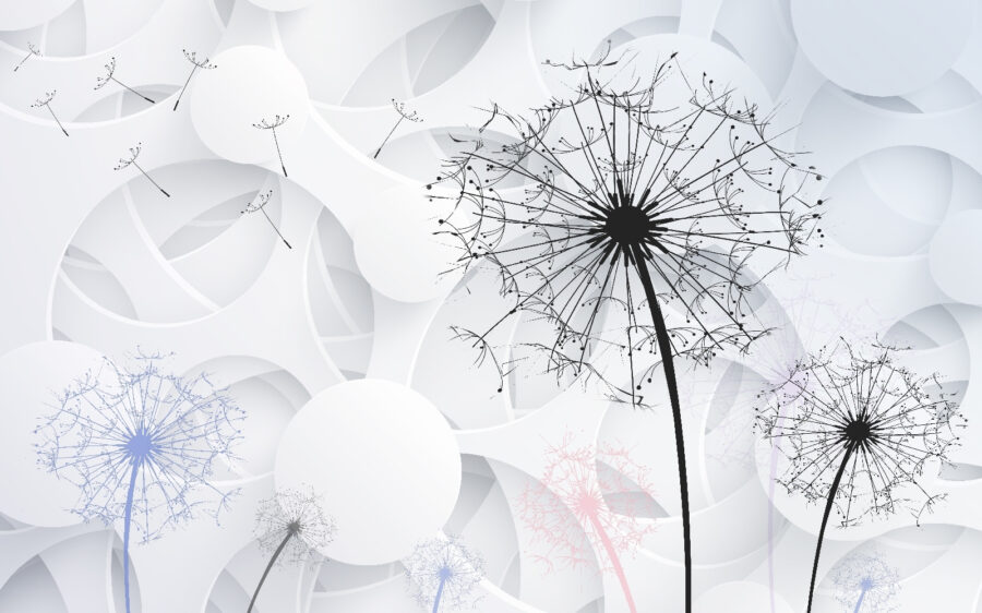 Dandelion seeds blowing in the wind