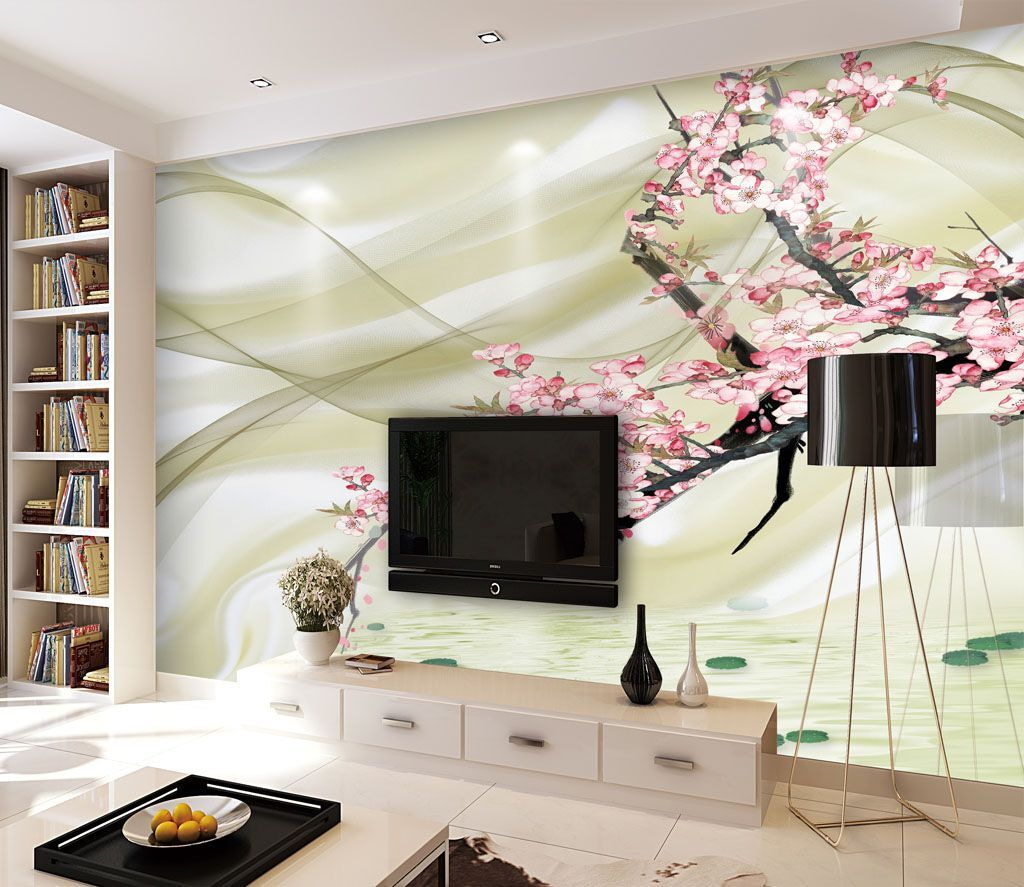 Painting of a branch with pink flowers u11983pig1m - Painting of a branch with pink flowers - tegory