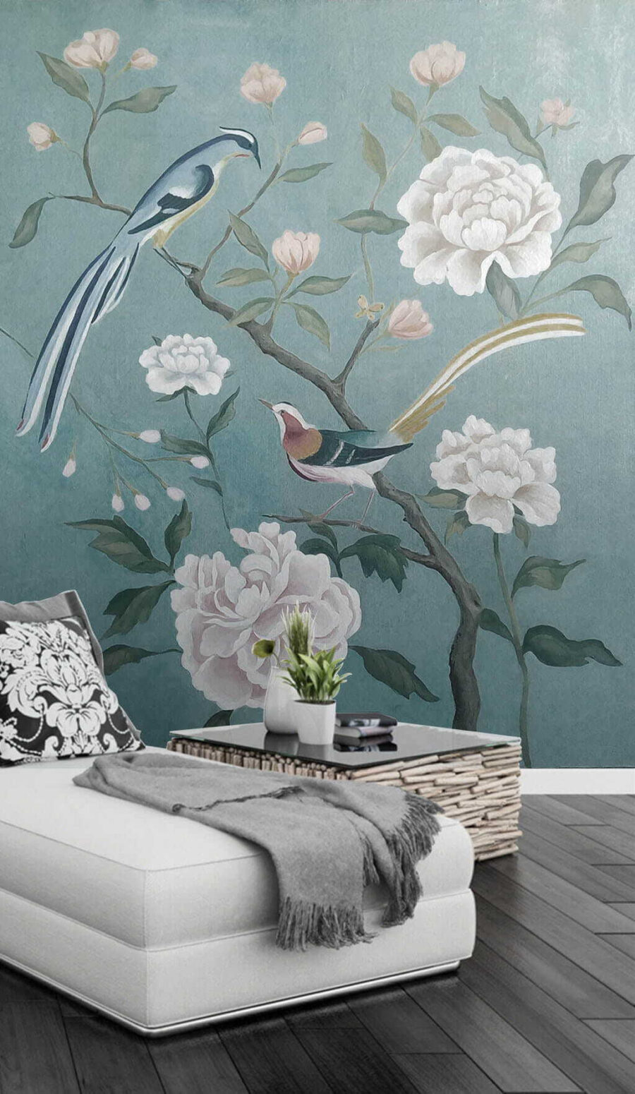Painting of birds on a branch with flowers u14296pig2m 900x1550 - Painting of birds on a branch with flowers - tegory