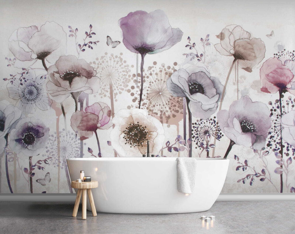 Painting of flowers and butterflies