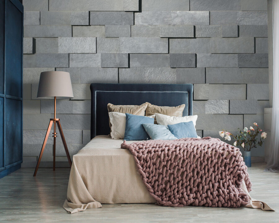 Wall murals Wall of grey bricks - Image 2