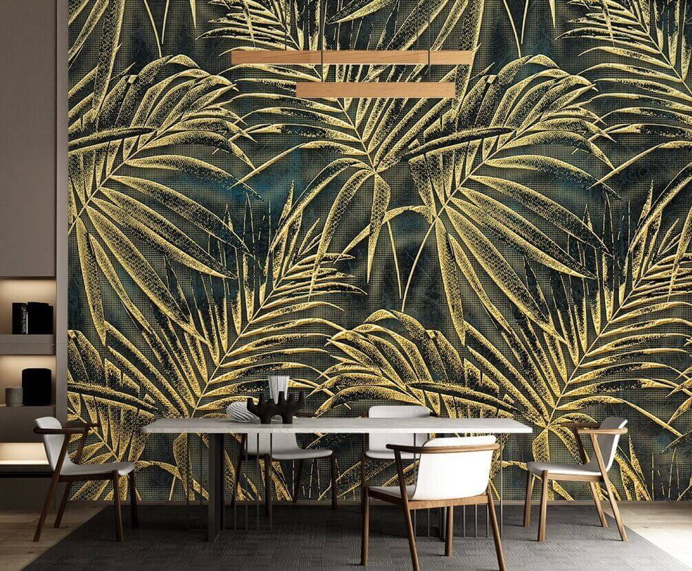 Lush tropical leaves in elegant pattern u14936piq1 - Lush tropical leaves in elegant pattern - tegory