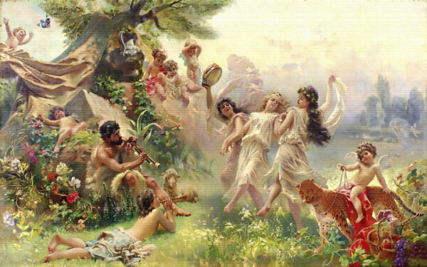 Painting of people dancing in a forest u15497p 600x375 - Painting of people dancing in a forest - tegory