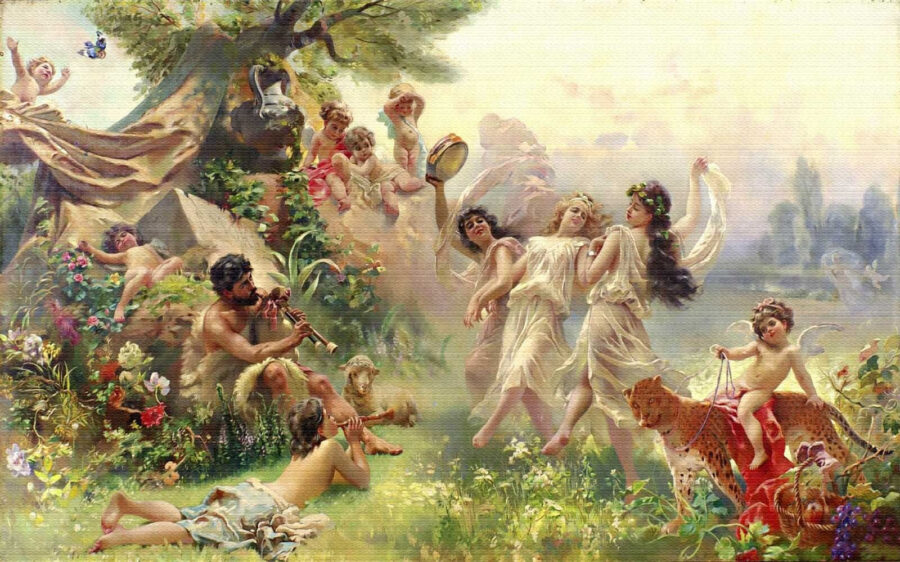 Painting of people dancing in a forest u15497p 900x562 - Painting of people dancing in a forest - tegory