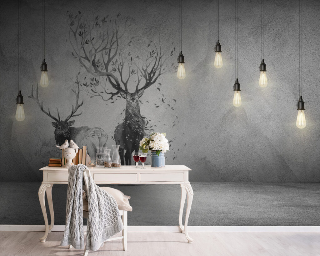 u15700pig5m 1024x819 - Wall with a drawing of two deer and trees - tegory