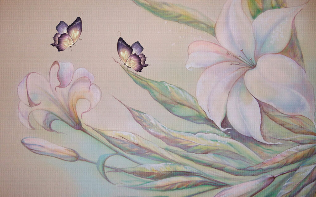 Painting of flowers and butterflies Painting of flowers and butterflies