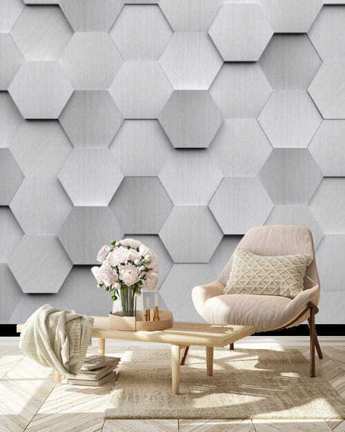 White hexagons on a wall