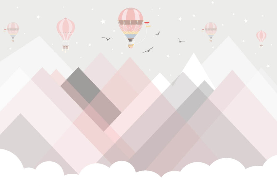 Hot air balloons over mountains