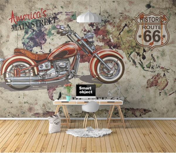 Wall murals Motorcycle on a map (SKU: u16173) Wall murals Wall murals Motorcycle on a map (SKU: u16173)