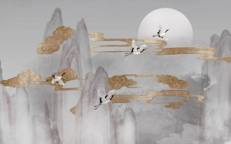 Wall murals Painting of birds flying in the sky - Image 2