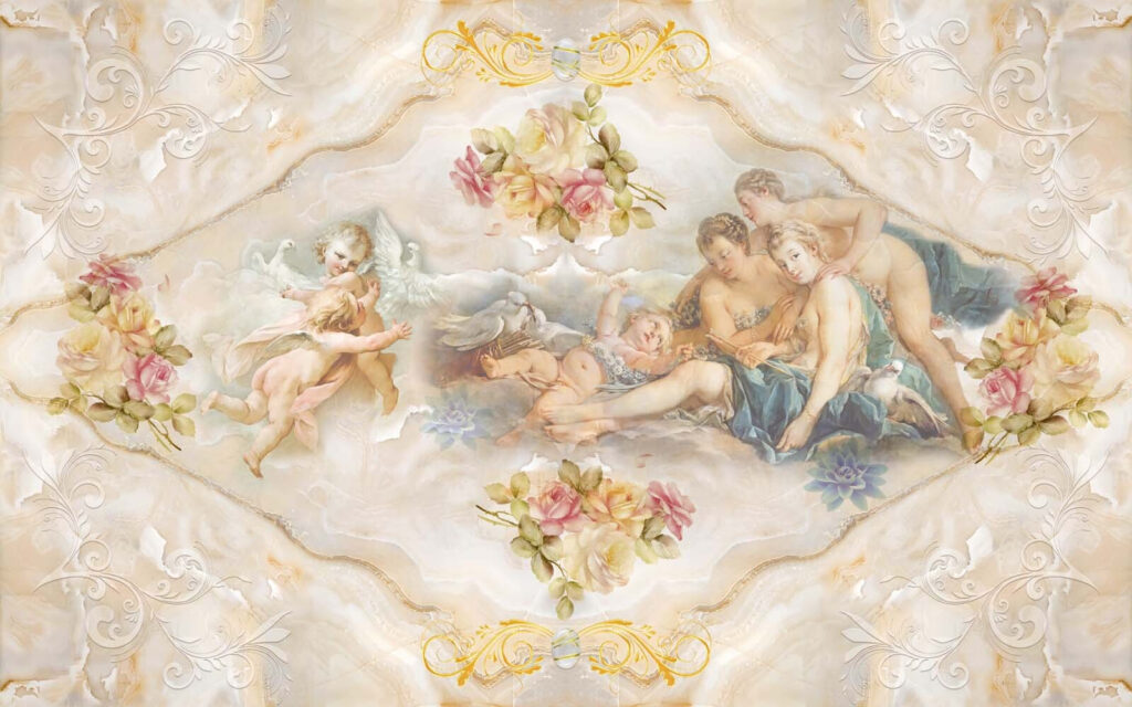 Painting of angels and flowers Painting of angels and flowers