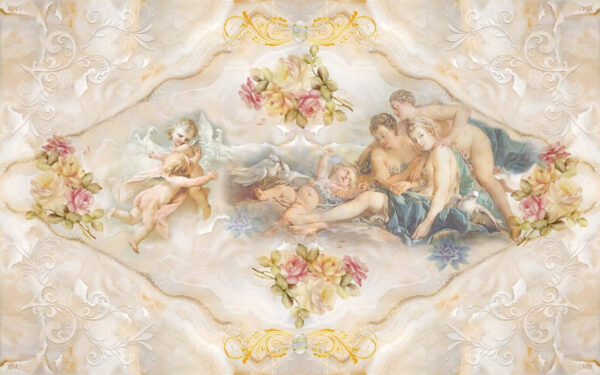 Painting of angels and flowers Painting of angels and flowers