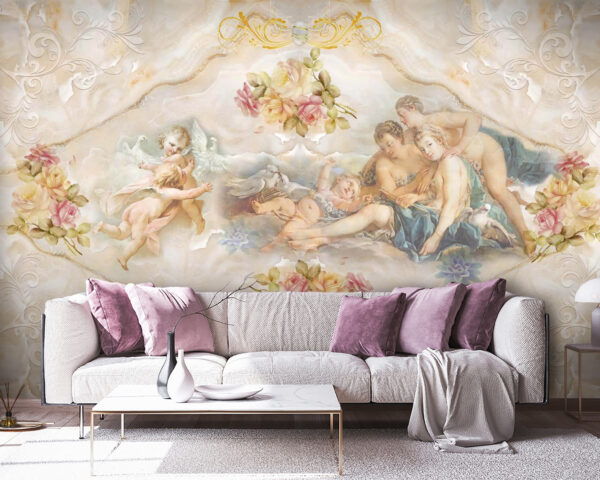 Painting of angels and flowers Painting of angels and flowers