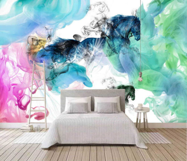 Horse in different colors of smoke Horse in different colors of smoke