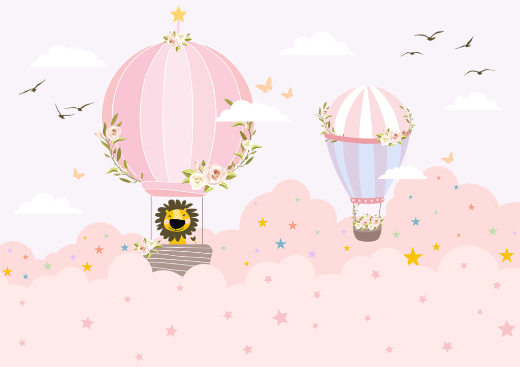 Cartoon of hot air balloons in the sky Cartoon of hot air balloons in the sky
