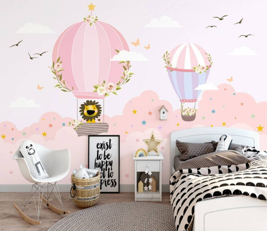 Cartoon of hot air balloons in the sky Cartoon of hot air balloons in the sky