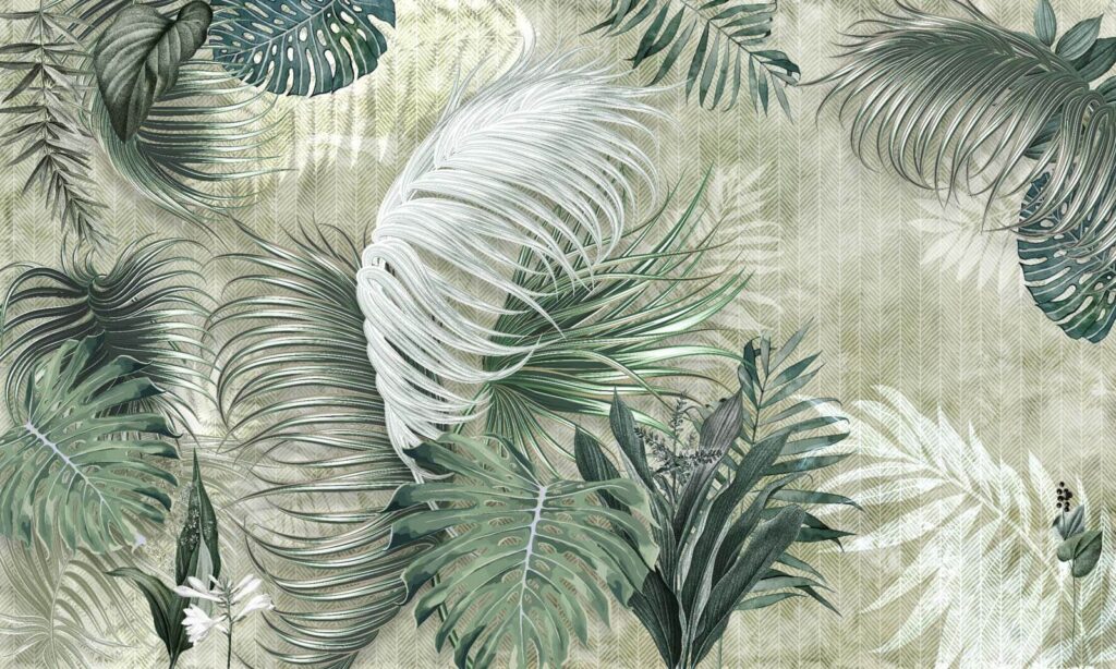 Wallpaper with a pattern of leaves Wallpaper with a pattern of leaves