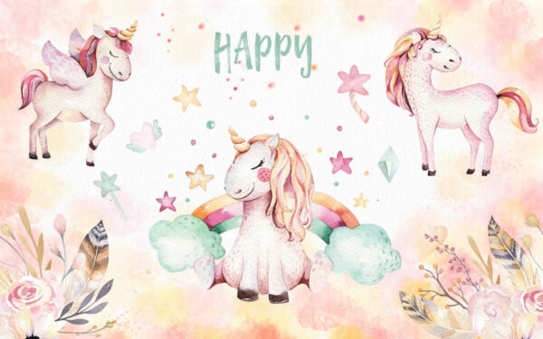 Group of unicorns and rainbows Group of unicorns and rainbows