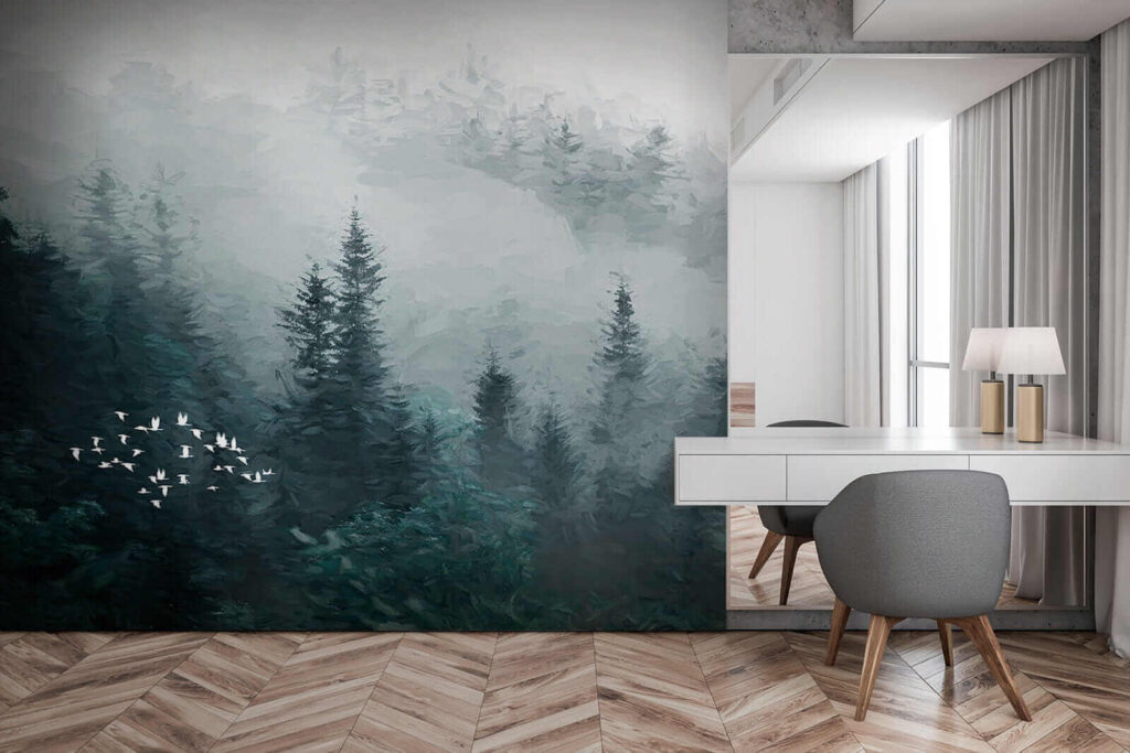 Foggy forest with birds flying u23921pib3 1024x683 - Foggy forest with birds flying - tegory