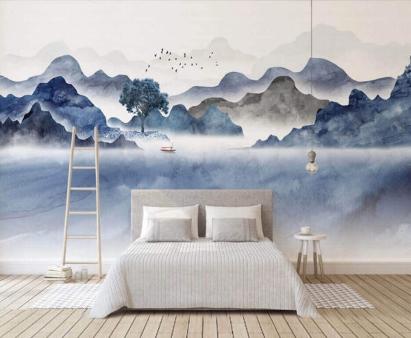 Painting of mountains and a tree u26212pib1m 600x493 - Painting of mountains and a tree - tegory