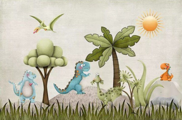 Cartoon dinosaur in a field Cartoon dinosaur in a field