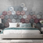 Group of hexagons on a concrete surface Wall mural Group of hexagons on a concrete surface