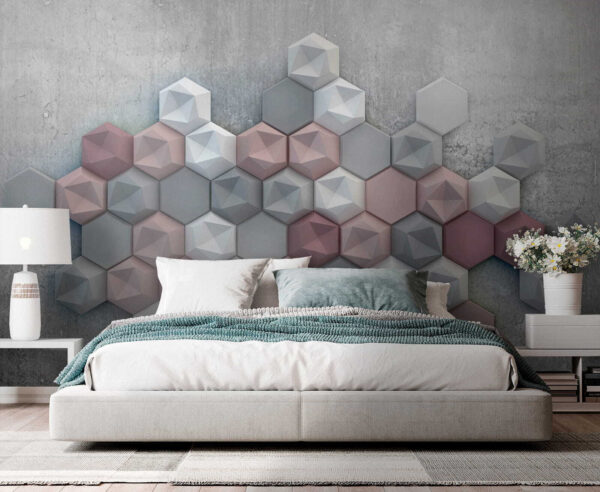Wall murals Wall murals Group of hexagons on a concrete surface (SKU: u29376)