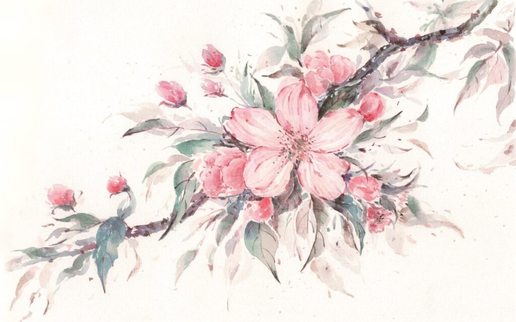 u29797p 1024x639 - Painting of pink flowers on a branch - tegory