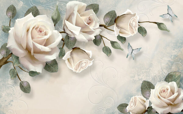 Delicate roses with soft butterflies. Delicate roses with soft butterflies.