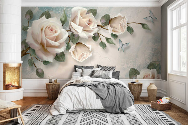 Delicate roses with soft butterflies. Delicate roses with soft butterflies.