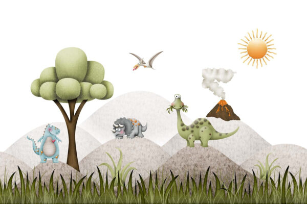 Cartoon dinosaurs in a landscape Cartoon dinosaurs in a landscape