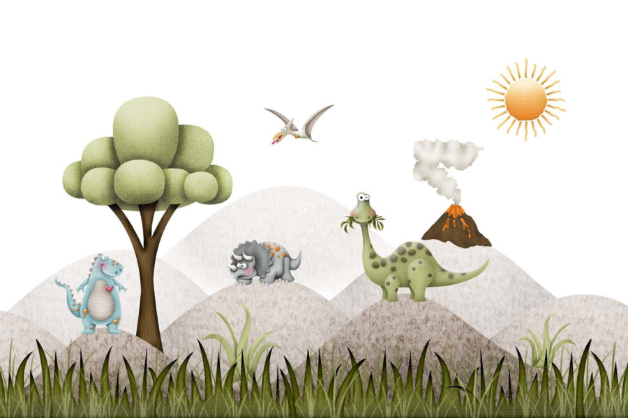 Cartoon dinosaurs in a landscape Cartoon dinosaurs in a landscape