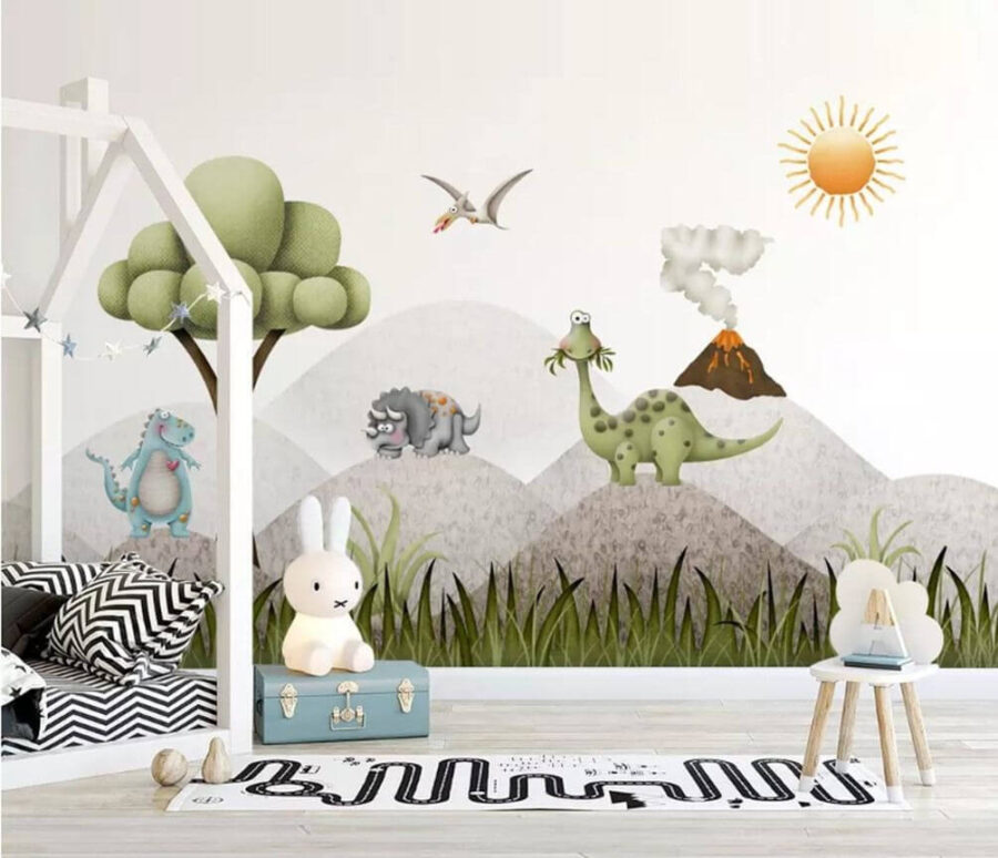 Cartoon dinosaurs in a landscape Cartoon dinosaurs in a landscape