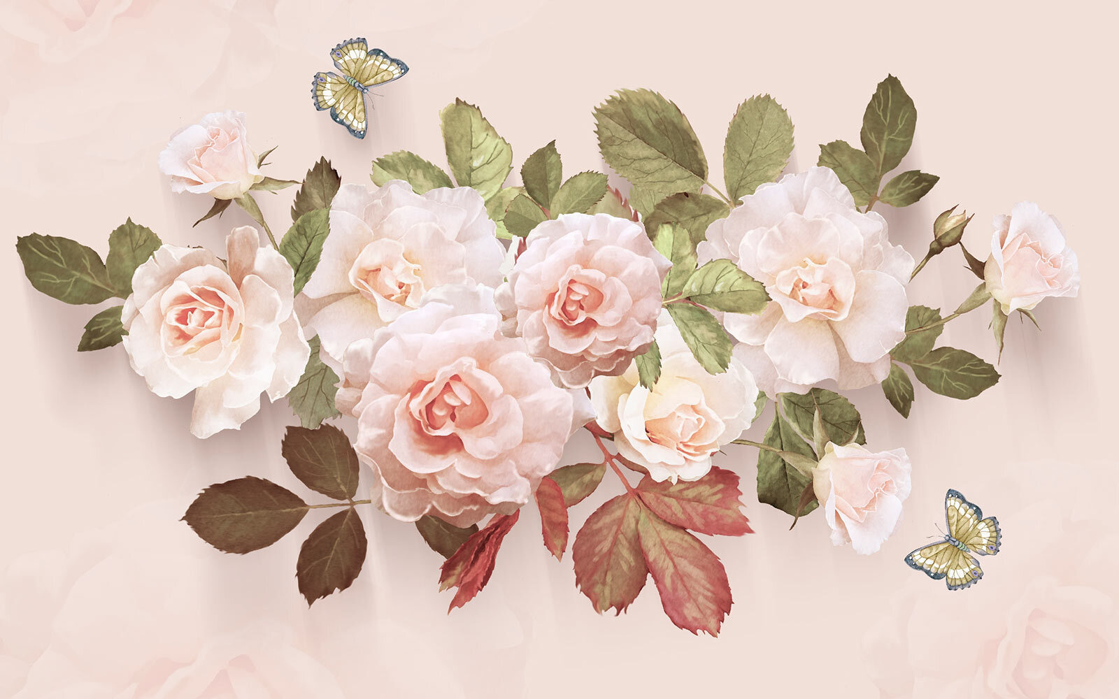 Delicate roses with gentle butterflies u31663p - Delicate roses with gentle butterflies - tegory