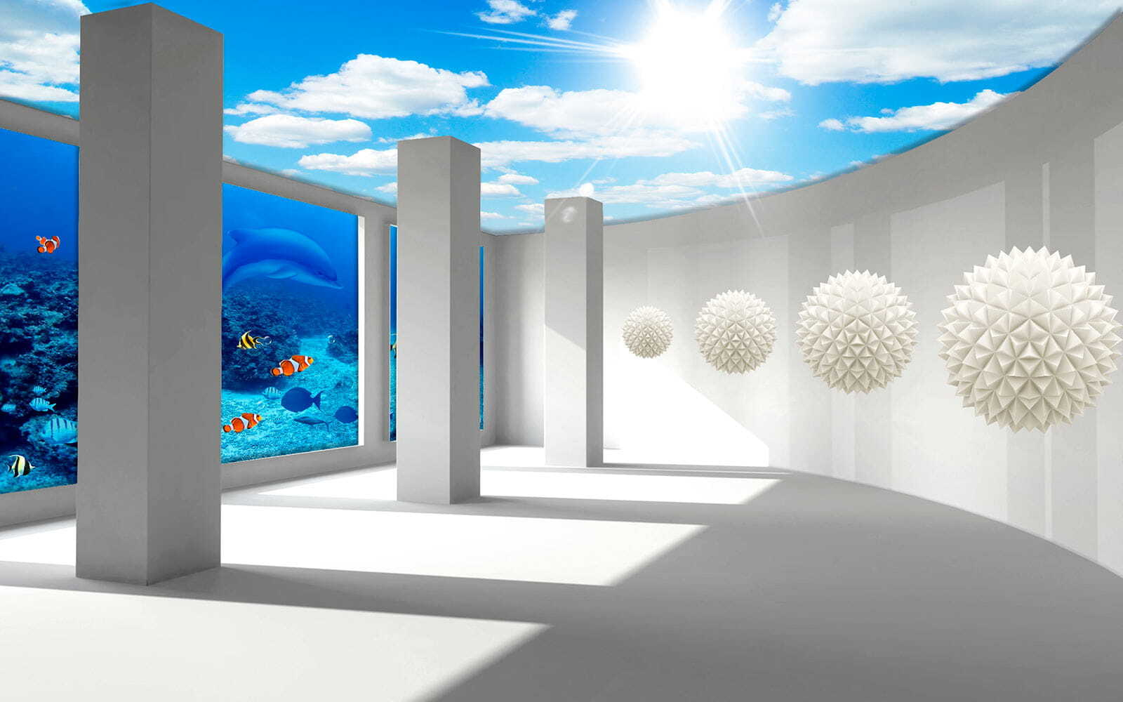 Room with columns and fish and fish u31923p - Room with columns and fish and fish - tegory