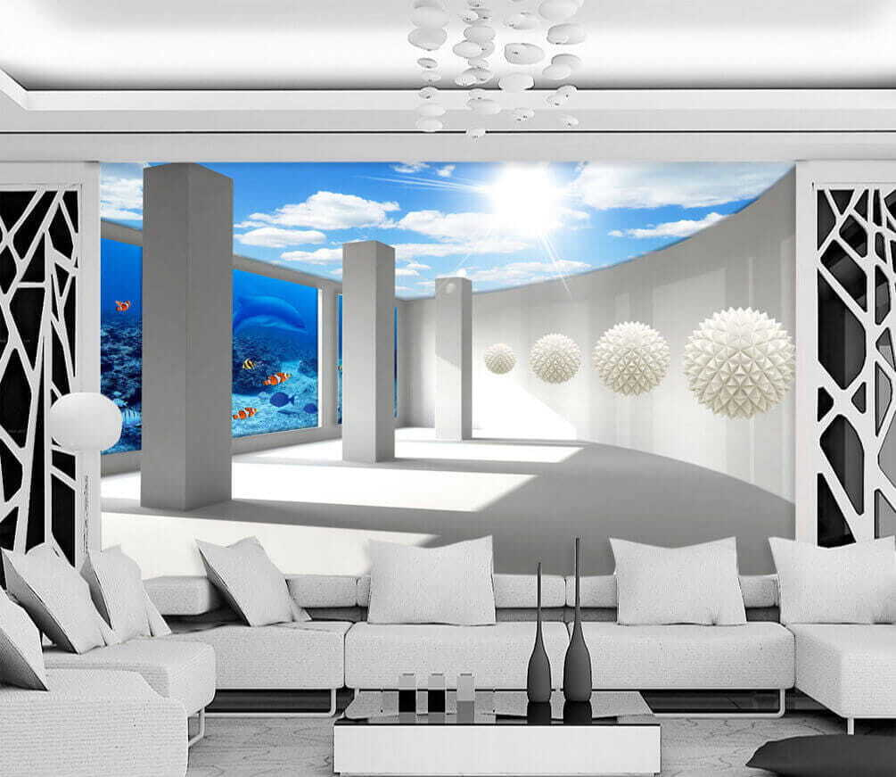 Room with columns and fish and fish u31923pig1m - Room with columns and fish and fish - tegory
