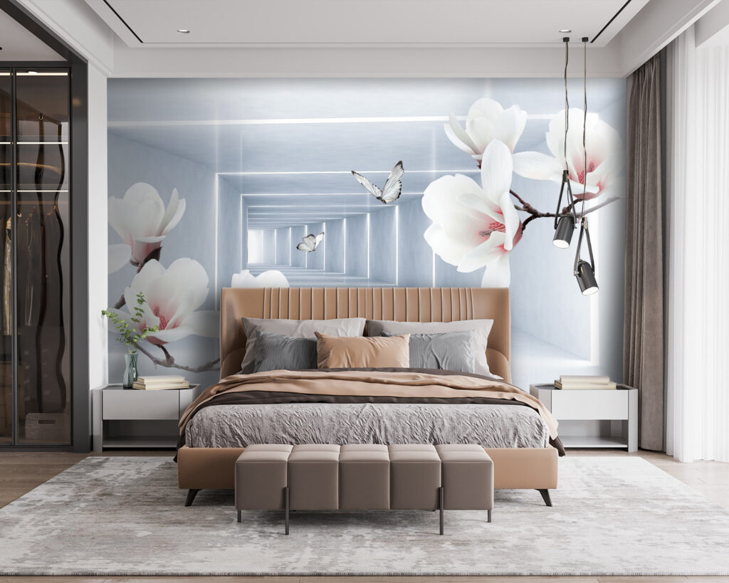 White flowers and butterflies in a room u35047pib115 1024x819 - White flowers and butterflies in a room - tegory