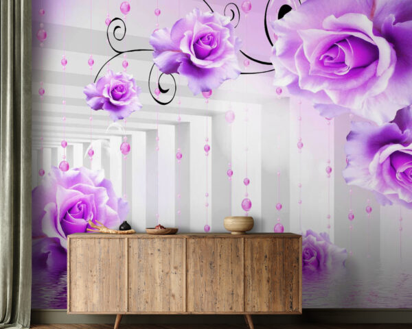 Wall murals Purple roses from a ceiling (SKU: u35245) Wall murals Wall murals Purple roses from a ceiling (SKU: u35245)