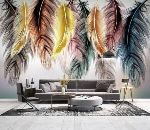 Wall murals Group of colorful feathers