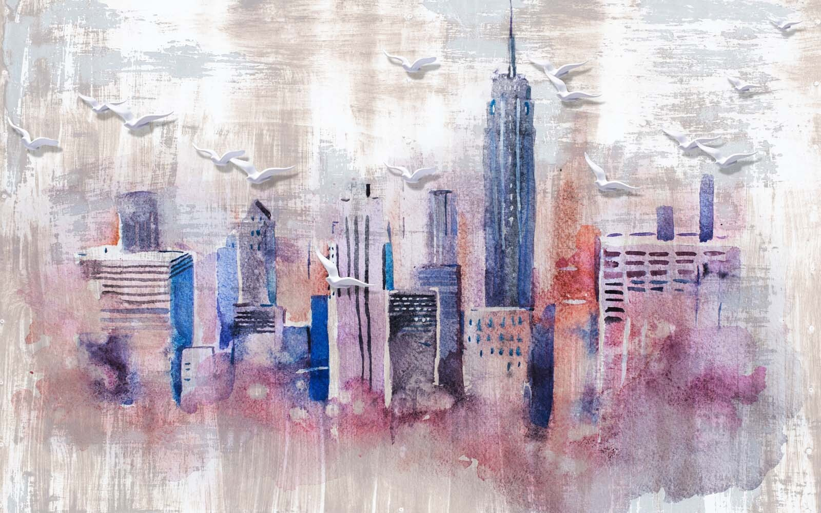 Watercolor painting of a city u35695p - Watercolor painting of a city - tegory