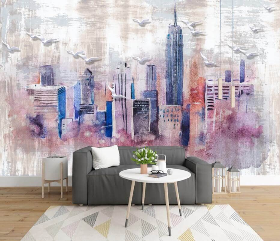 Watercolor painting of a city u35695pig1m - Watercolor painting of a city - tegory