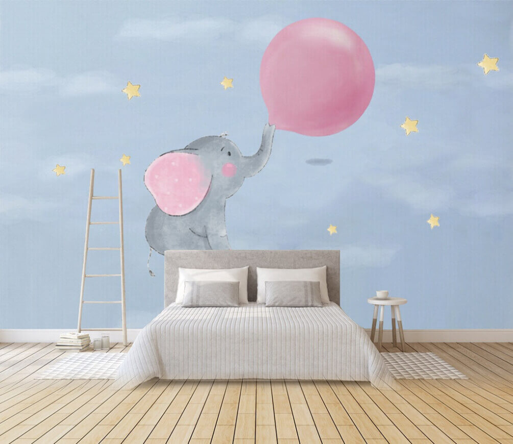Cartoon of an elephant holding a balloon u41016pib1m - Cartoon of an elephant holding a balloon - tegory