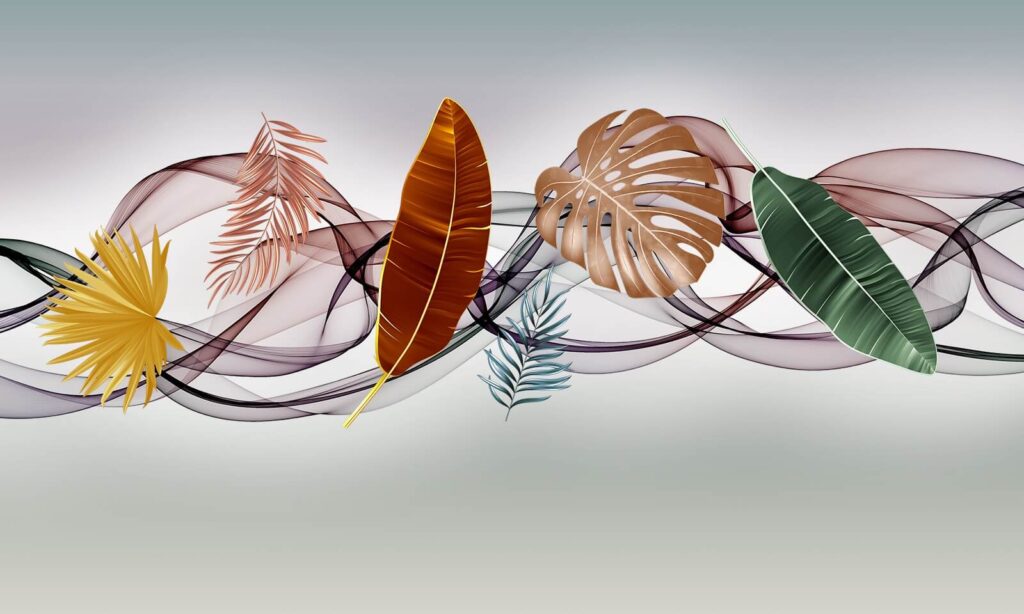 Group of leaves and waves Group of leaves and waves