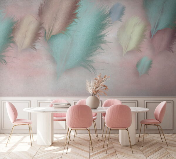 Group of feathers on a pink background u41743pik1 600x540 - Group of feathers on a pink background - tegory