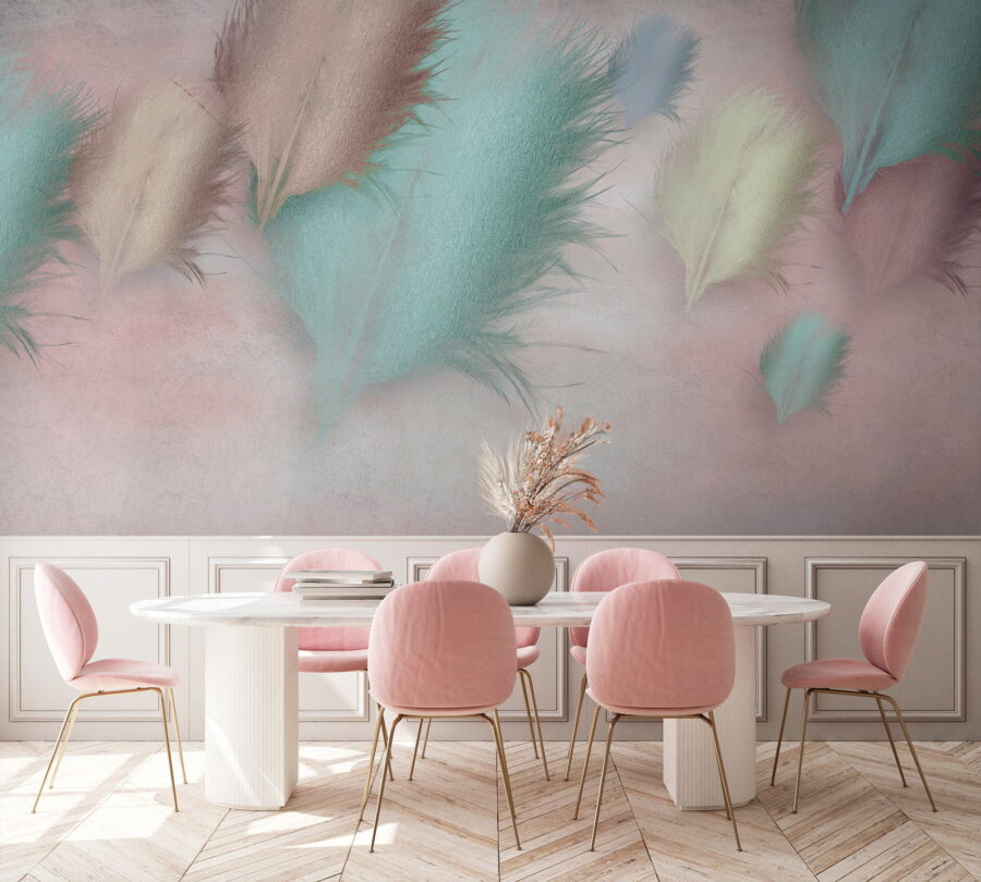 Group of feathers on a pink background u41743pik1 900x810 - Group of feathers on a pink background - tegory