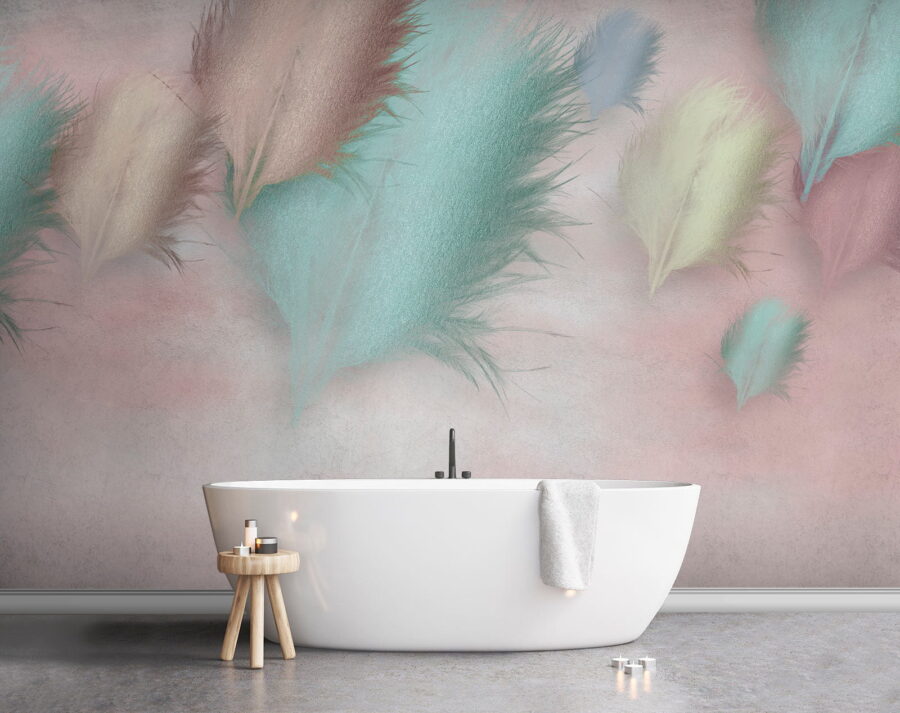 Group of feathers on a pink background u41743pit1 900x713 - Group of feathers on a pink background - tegory