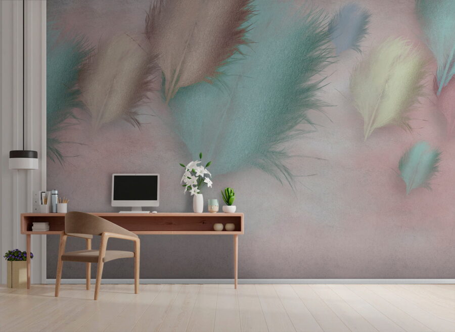 Group of feathers on a pink background u41743piw1 900x657 - Group of feathers on a pink background - tegory